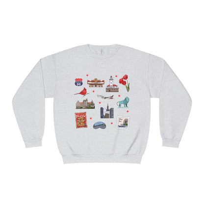 Unisex NuBlend® Crewneck Sweatshirt with Chicago, Illinois IL in assorted colors