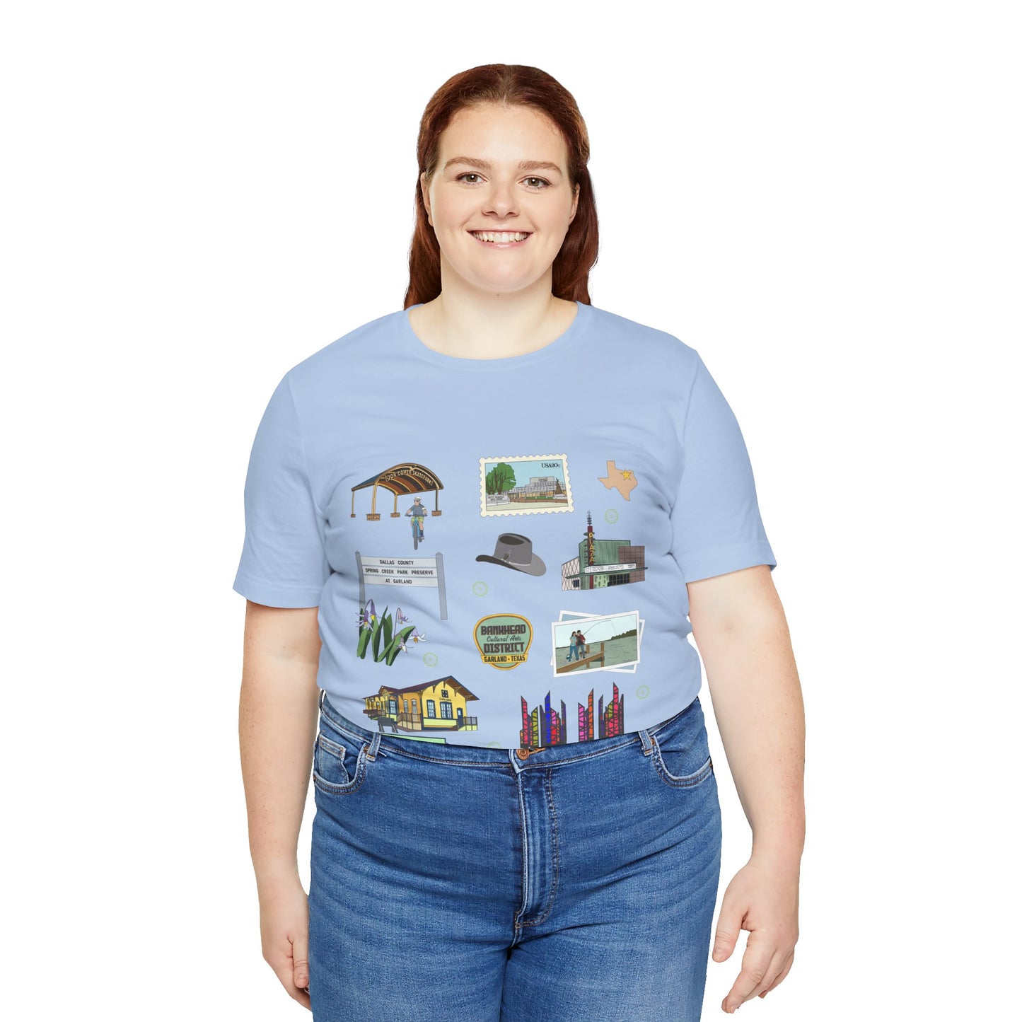 Unisex Jersey Short Sleeve Tee with Garland, Texas TX landmarks print