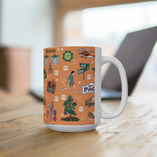 Ceramic Large Mug 15oz with Pace FL in coral