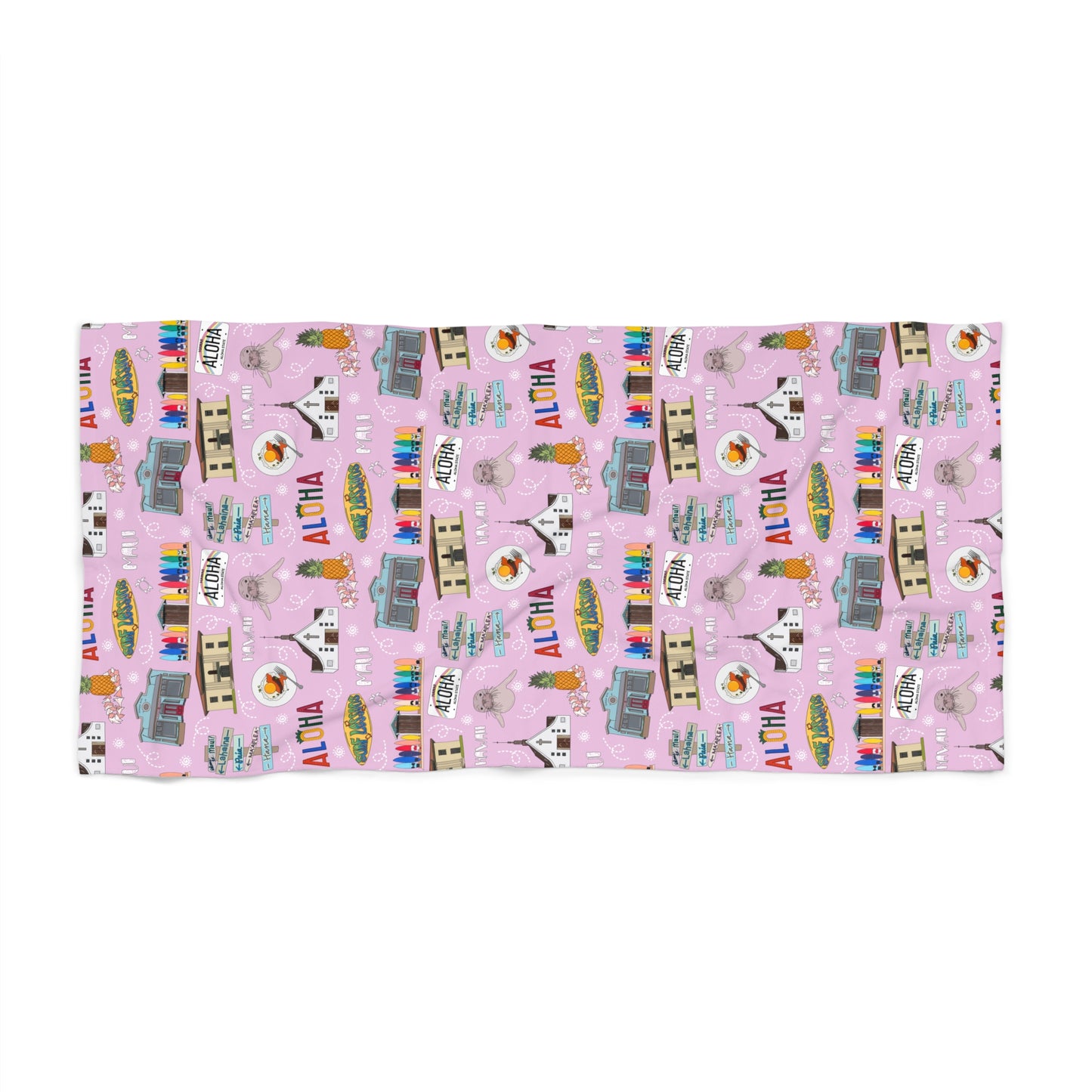 Beach Towel with Maui, HI in pink