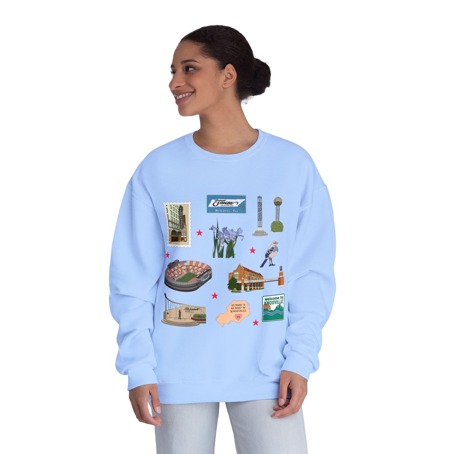 Unisex NuBlend® Crewneck Sweatshirt with Knoxville, Tennessee TN in assorted colors