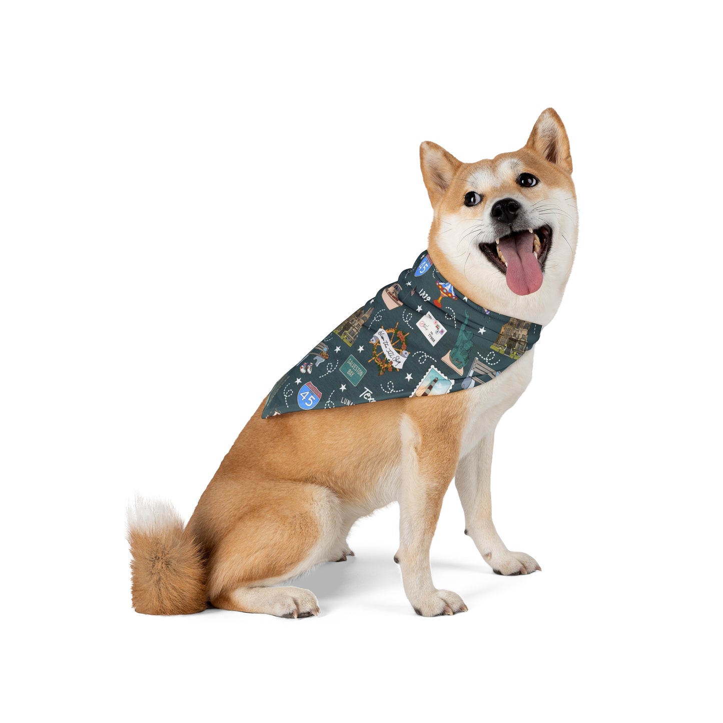 Pet Bandana with Galveston, TX in deep ocean