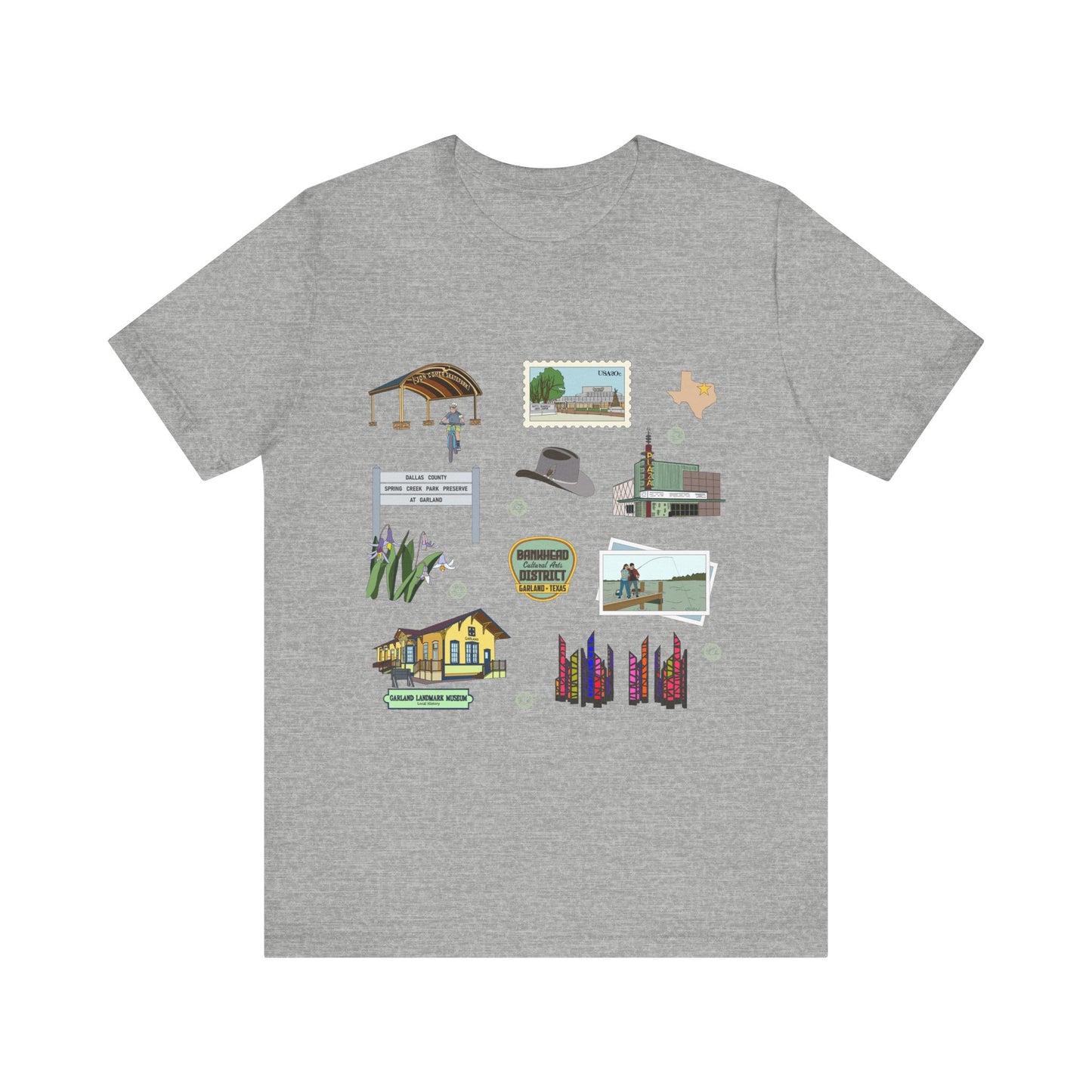Unisex Jersey Short Sleeve Tee with Garland, Texas TX landmarks print