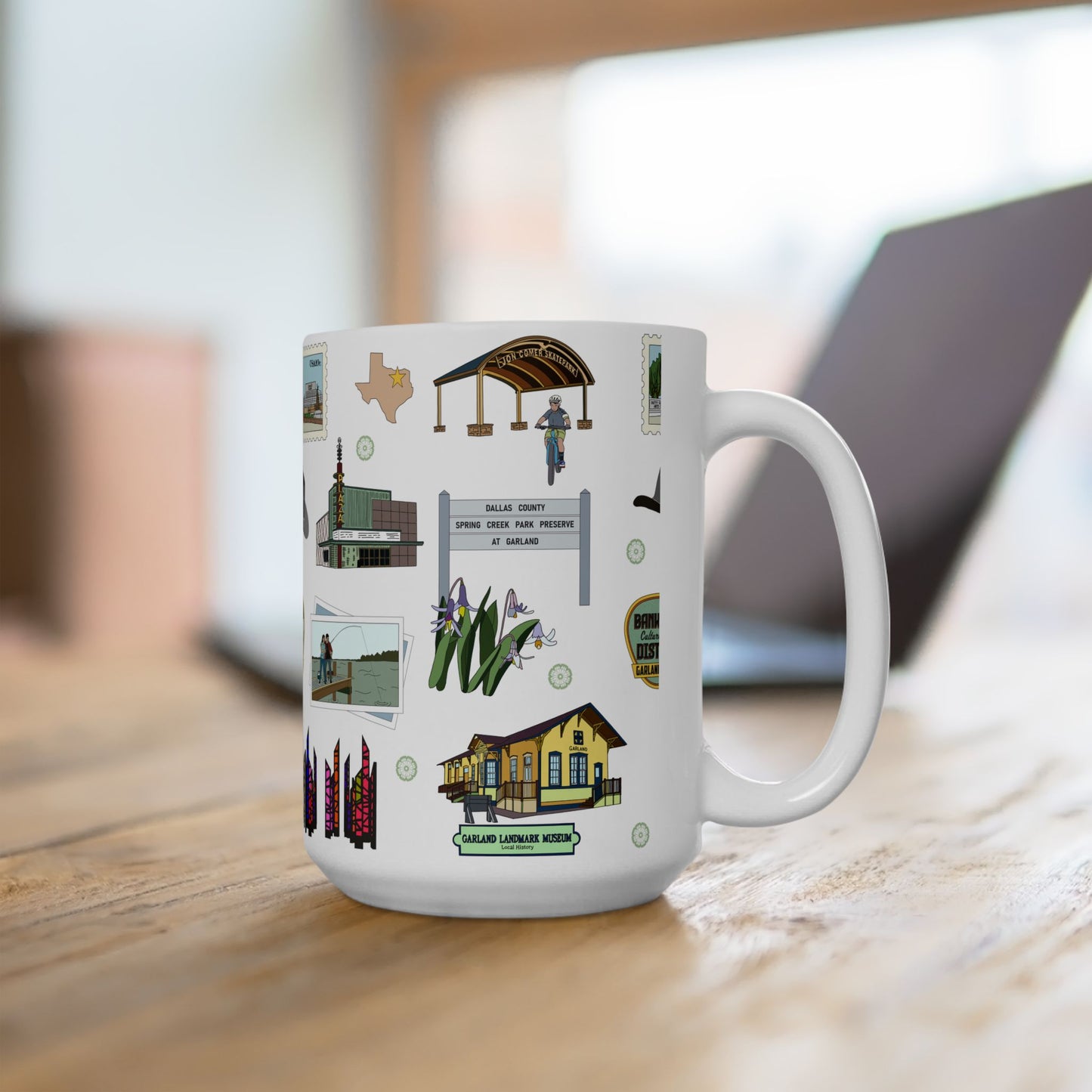 Ceramic Mug 15oz with Garland, Texas TX in white