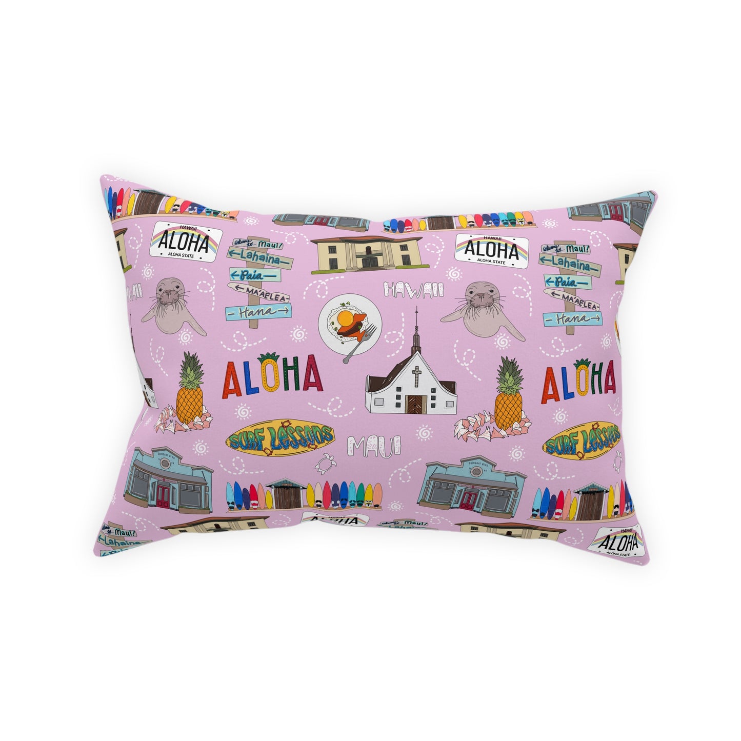 Broadcloth Pillow with Maui, HI in pink