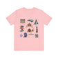 Unisex Jersey Short Sleeve Tee with Charlotte, North Carolina NC landmarks print