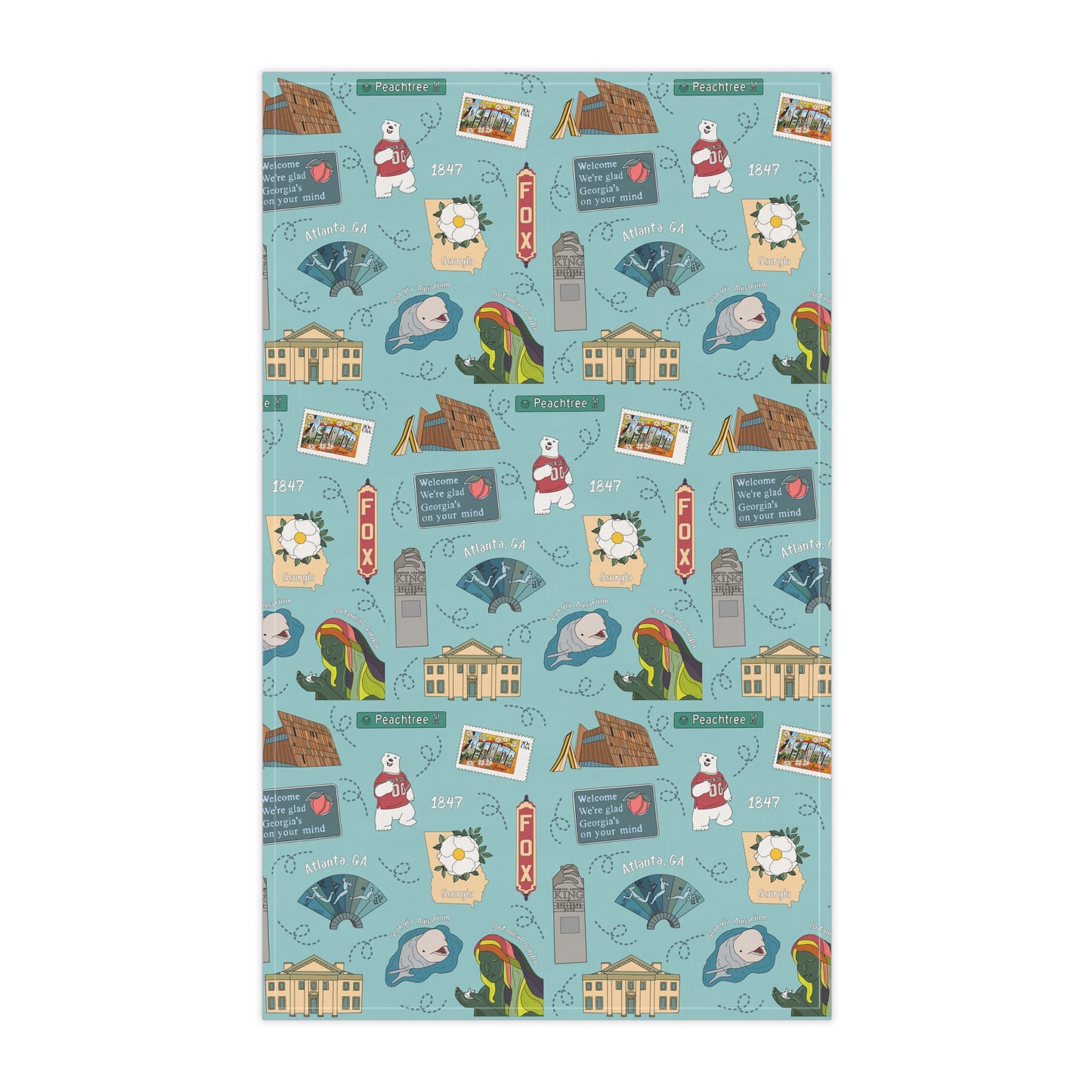 Kitchen Towel with Atlanta, GA in turquoise