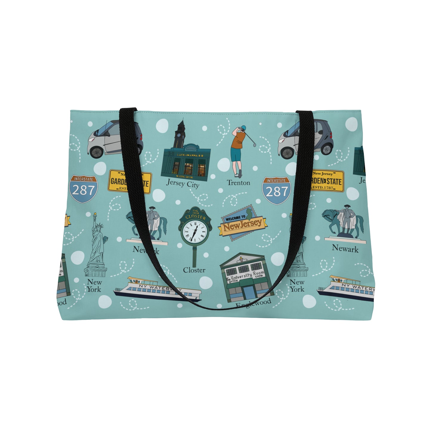 Tote Bag with New Jersey in light teal