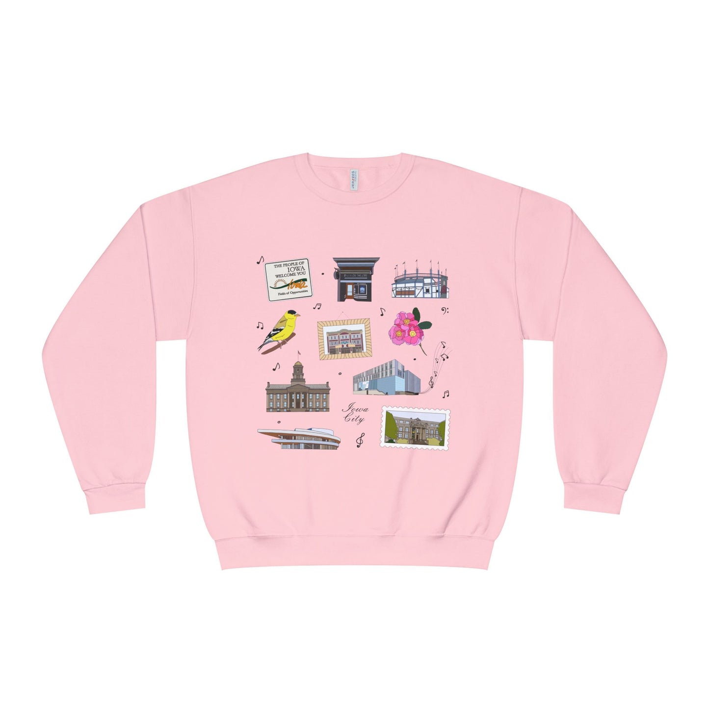 Unisex NuBlend® Crewneck Sweatshirt with Iowa City, Iowa IA in assorted colors