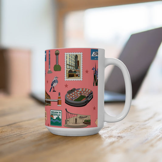 Ceramic Mug 15oz with Knoxville, Tennessee TN in strawberry
