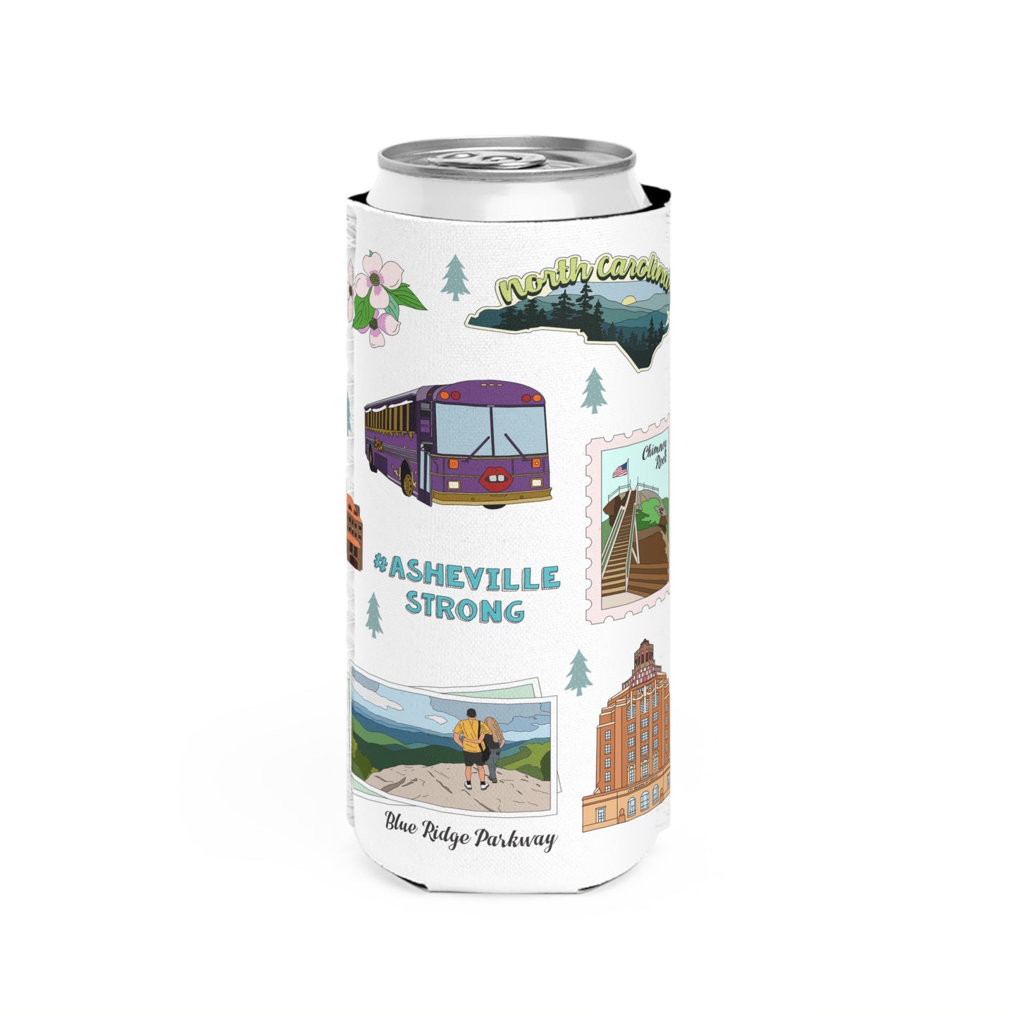 Slim Can Cooler with Asheville, North Carolina NC