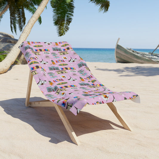 Beach Towel with Maui, HI in pink