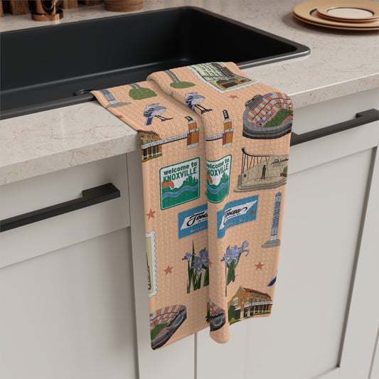 Kitchen Towel with Knoxville, Tennessee TN in peach