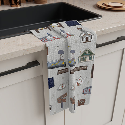 Kitchen Towel with Bagdad, Florida FL in grey