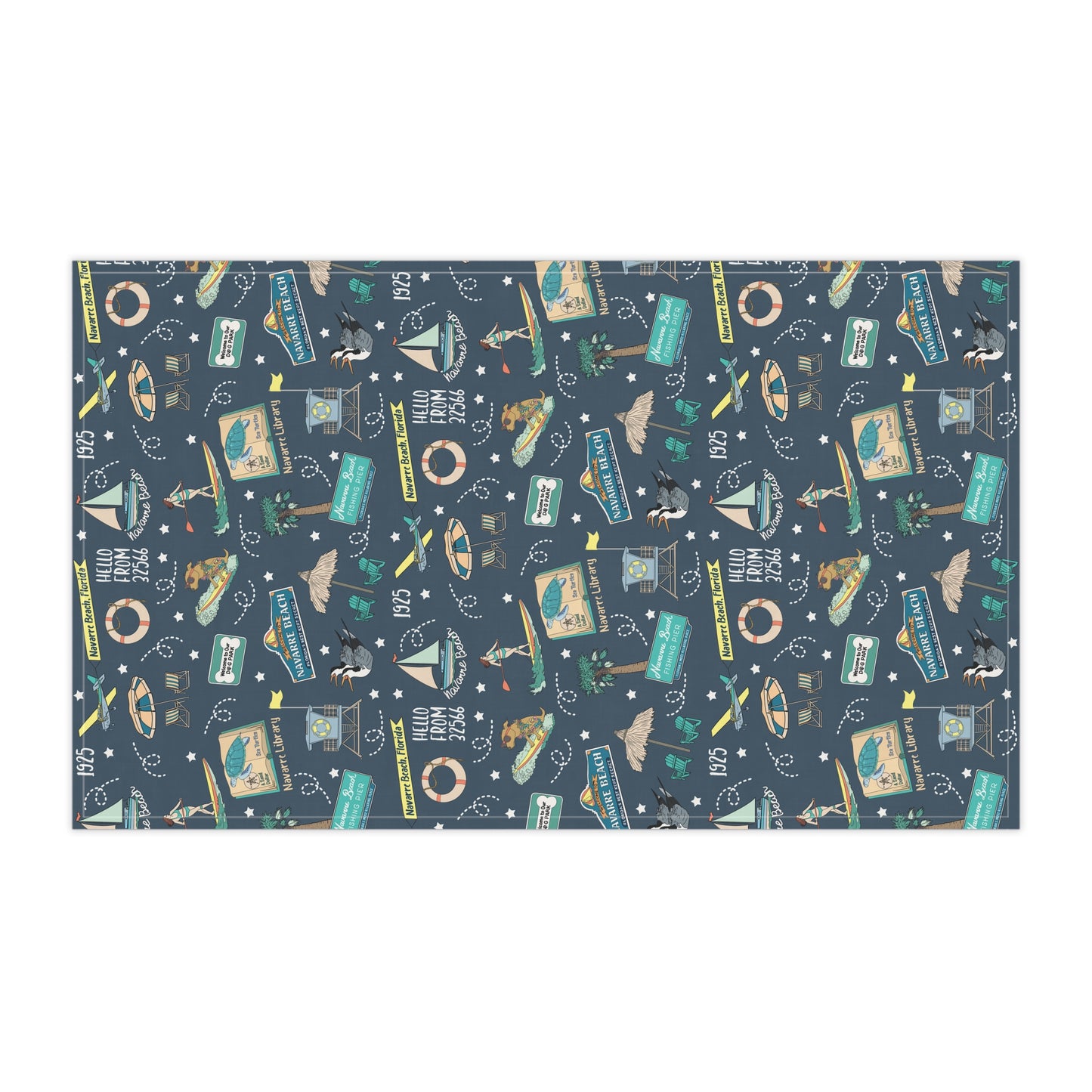 Kitchen Towel with Navarre Beach, FL in navy