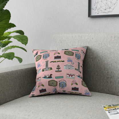 Broadcloth Pillow with Tallahassee, FL in pink