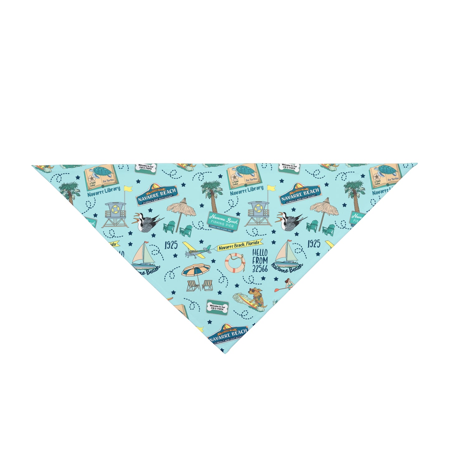 Pet Bandana with Navarre Beach, FL in sky blue