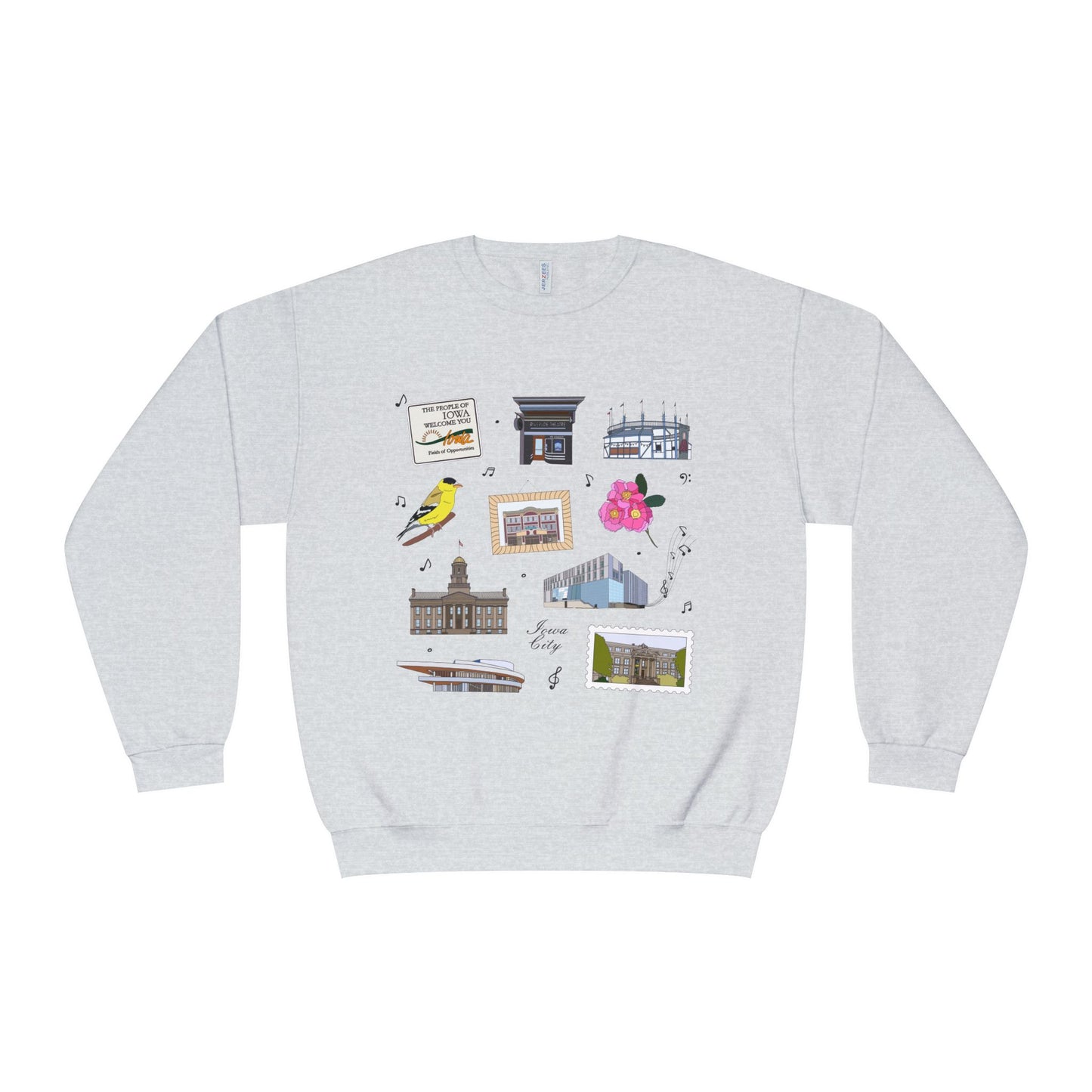 Unisex NuBlend® Crewneck Sweatshirt with Iowa City, Iowa IA in assorted colors