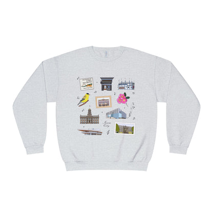 Unisex NuBlend® Crewneck Sweatshirt with Iowa City, Iowa IA in assorted colors