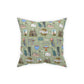 Broadcloth Pillow with Galveston, TX in olive