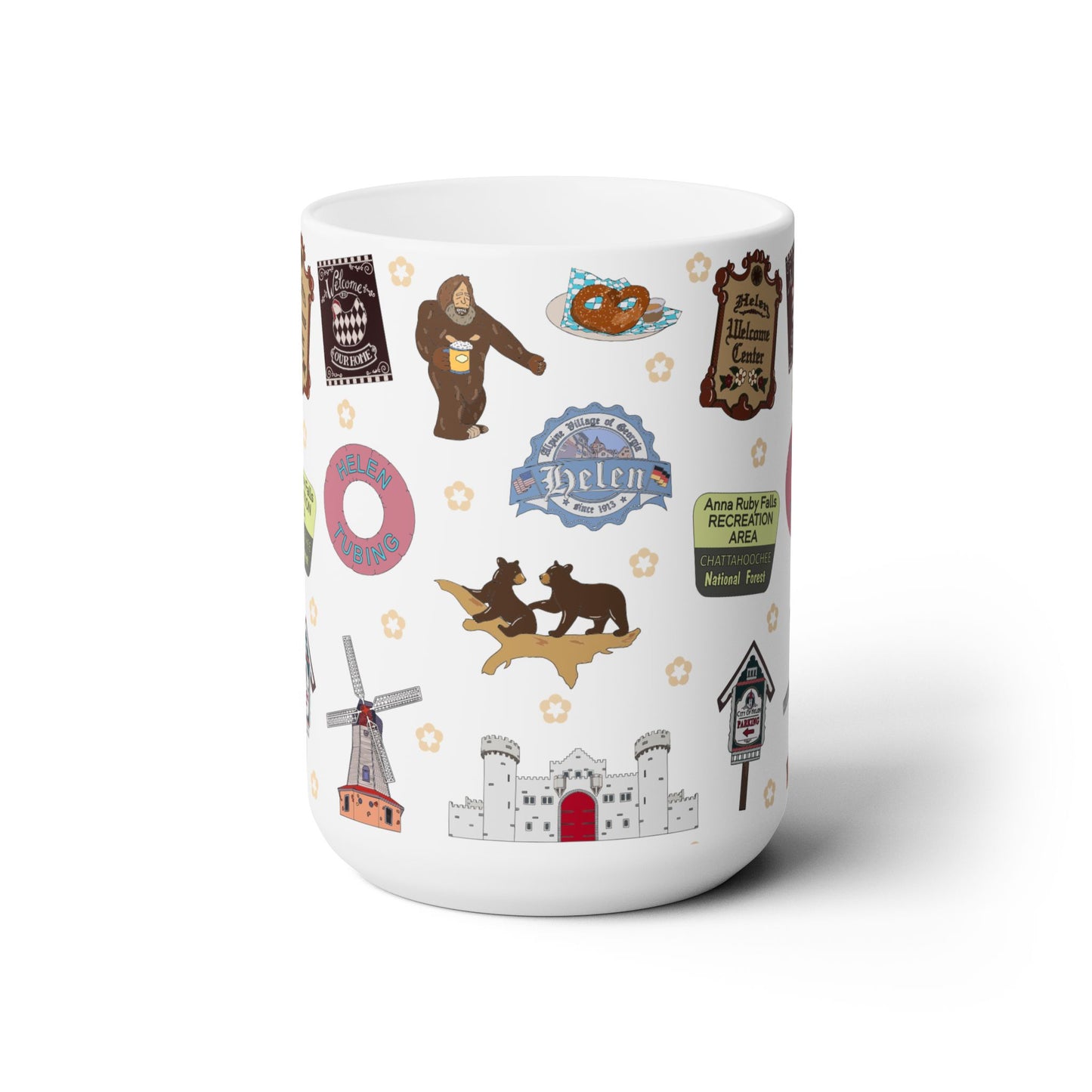 Ceramic Mug 15oz with Helen, GA on white