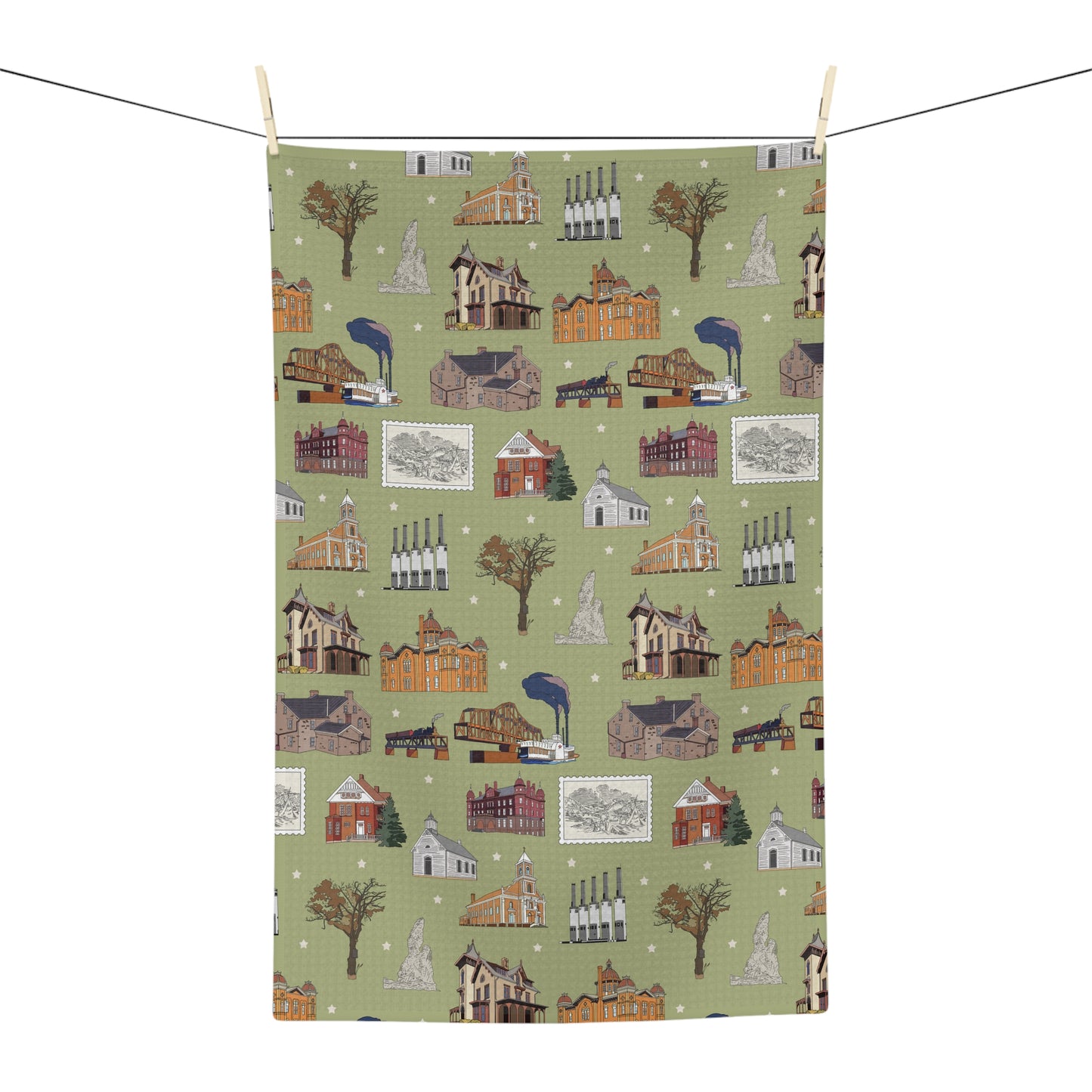 Kitchen Towel with South St. Paul, Mendota, Hastings, Hampton, Inver Grove Heights near the Minneapolis Minnesota MN in olive