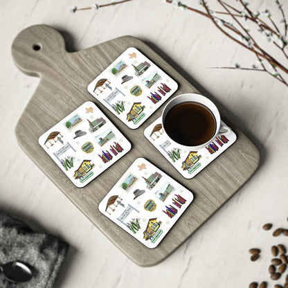 Set of 4 Ceramic Mug Coasters with Garland, Texas TX