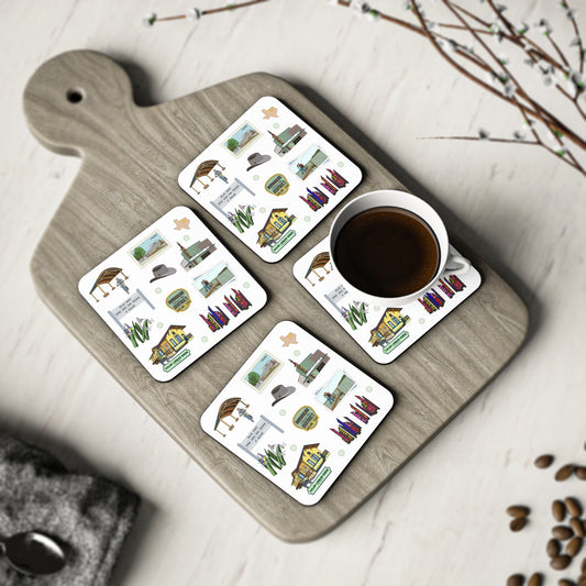Set of 4 Ceramic Mug Coasters with Garland, Texas TX