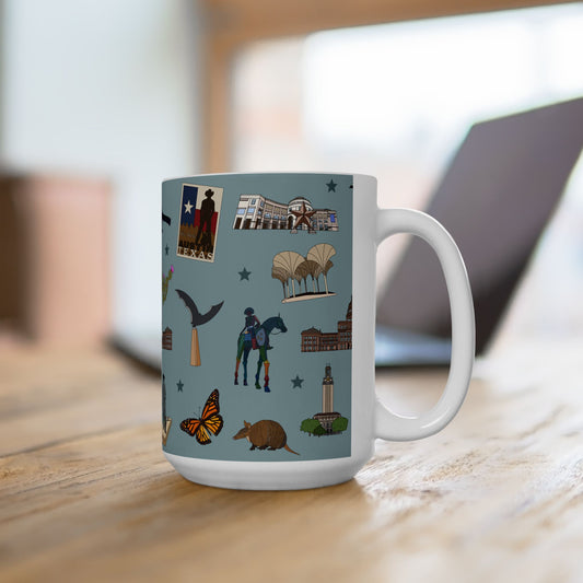 Ceramic Mug 15oz with Austin, Texas TX in mist veil