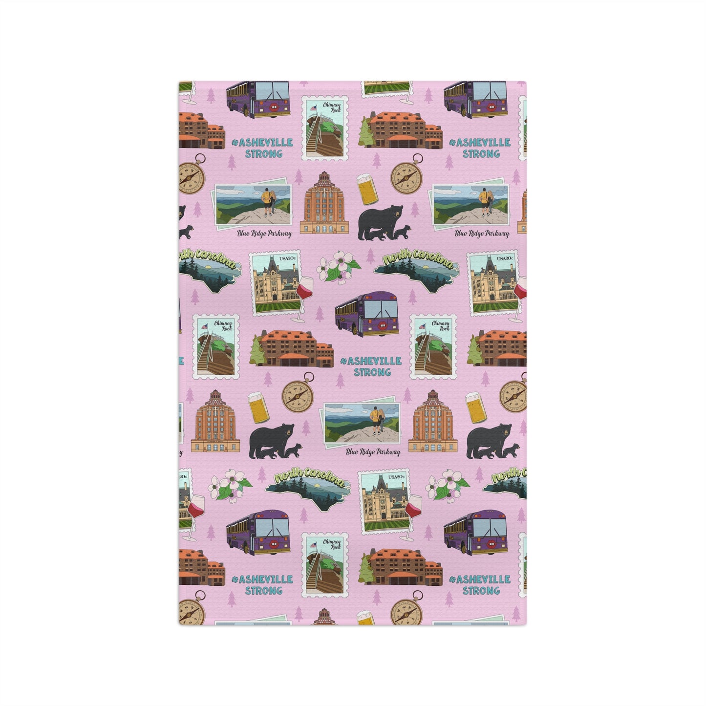 Kitchen Towel with Asheville, North Carolina NC in pink