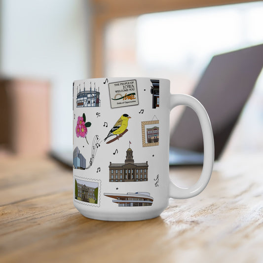 Ceramic Mug 15oz with Iowa City, Iowa IA in white