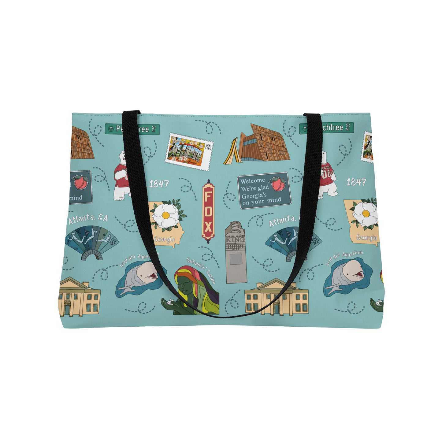 Tote Bag with Atlanta, GA in turquoise