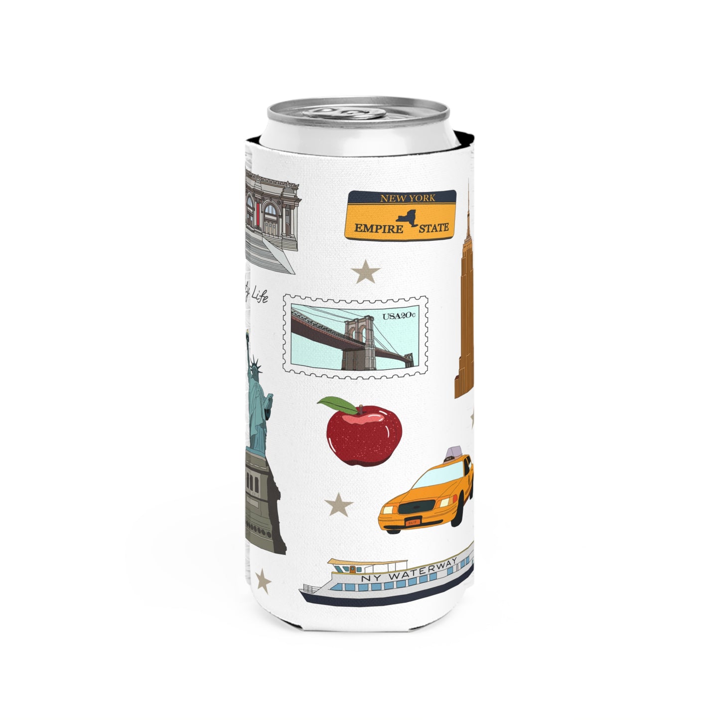 Slim Can Cooler with New York City, Manhattan, Brooklyn NY