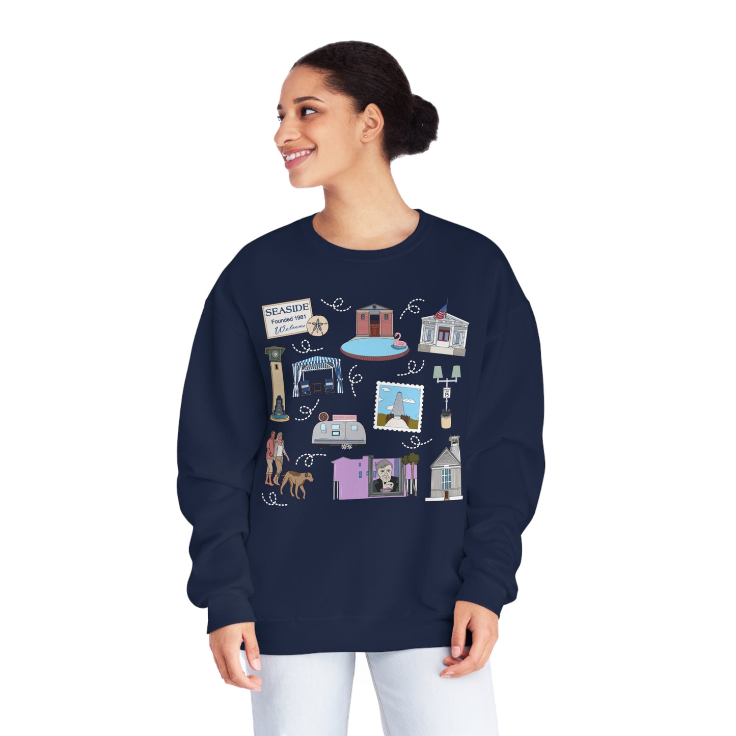 Unisex NuBlend® Crewneck Sweatshirt with Seaside, FL in assorted colors