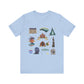Unisex Jersey Short Sleeve Tee with Charlotte, North Carolina NC landmarks print