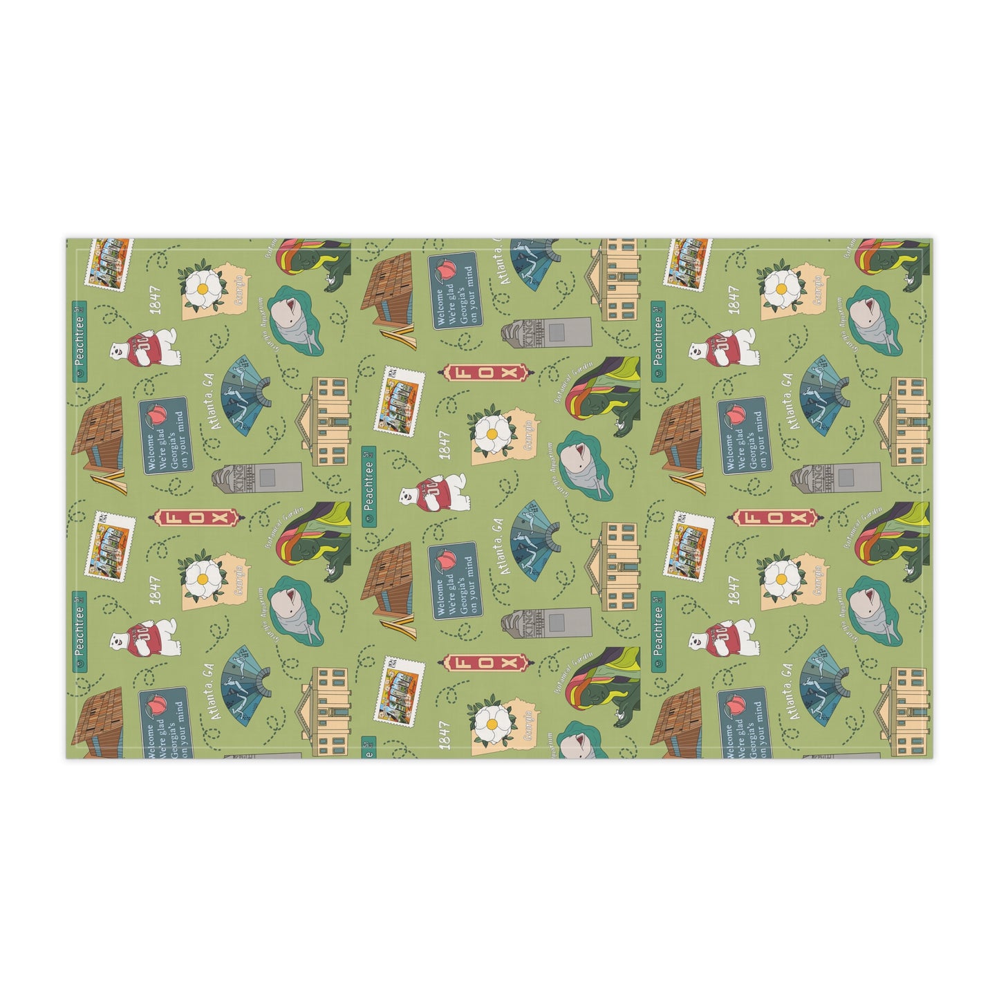 Kitchen Towel with Atlanta, GA in green