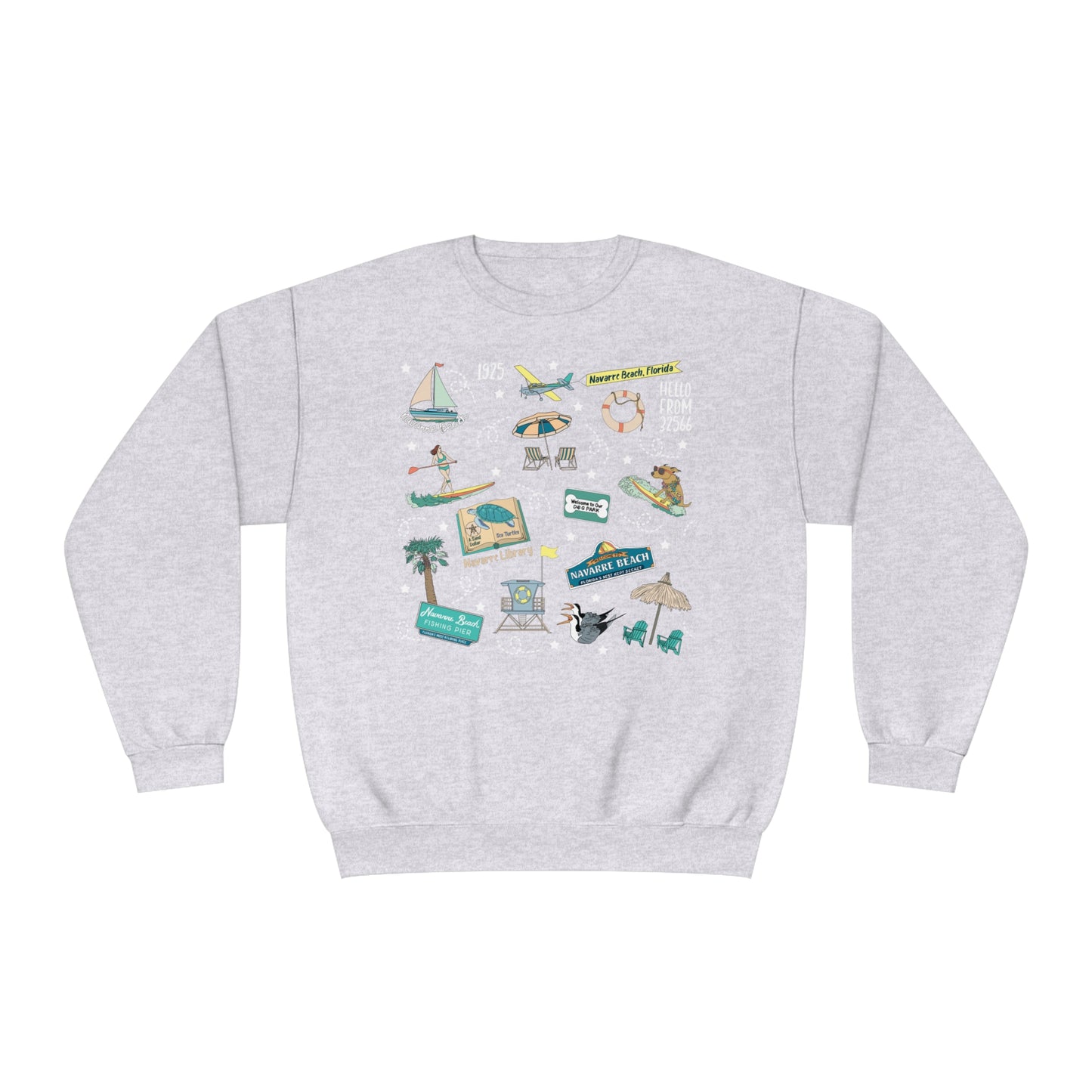 Unisex NuBlend® Crewneck Sweatshirt with Navarre Beach, FL in assorted colors