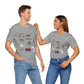Unisex Jersey Short Sleeve Tee with Janesville, Wisconsin WI landmarks print