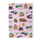 Paperback notebook with Asheville, North Carolina NC landmarks in pink 150 lined pages