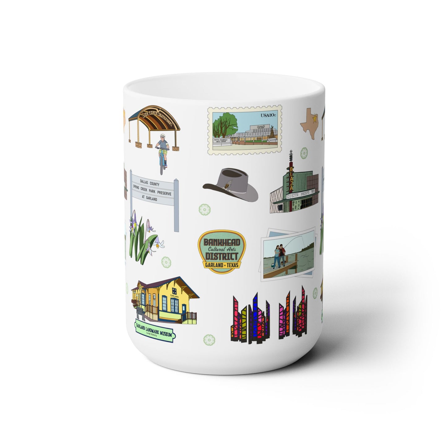 Ceramic Mug 15oz with Garland, Texas TX in white