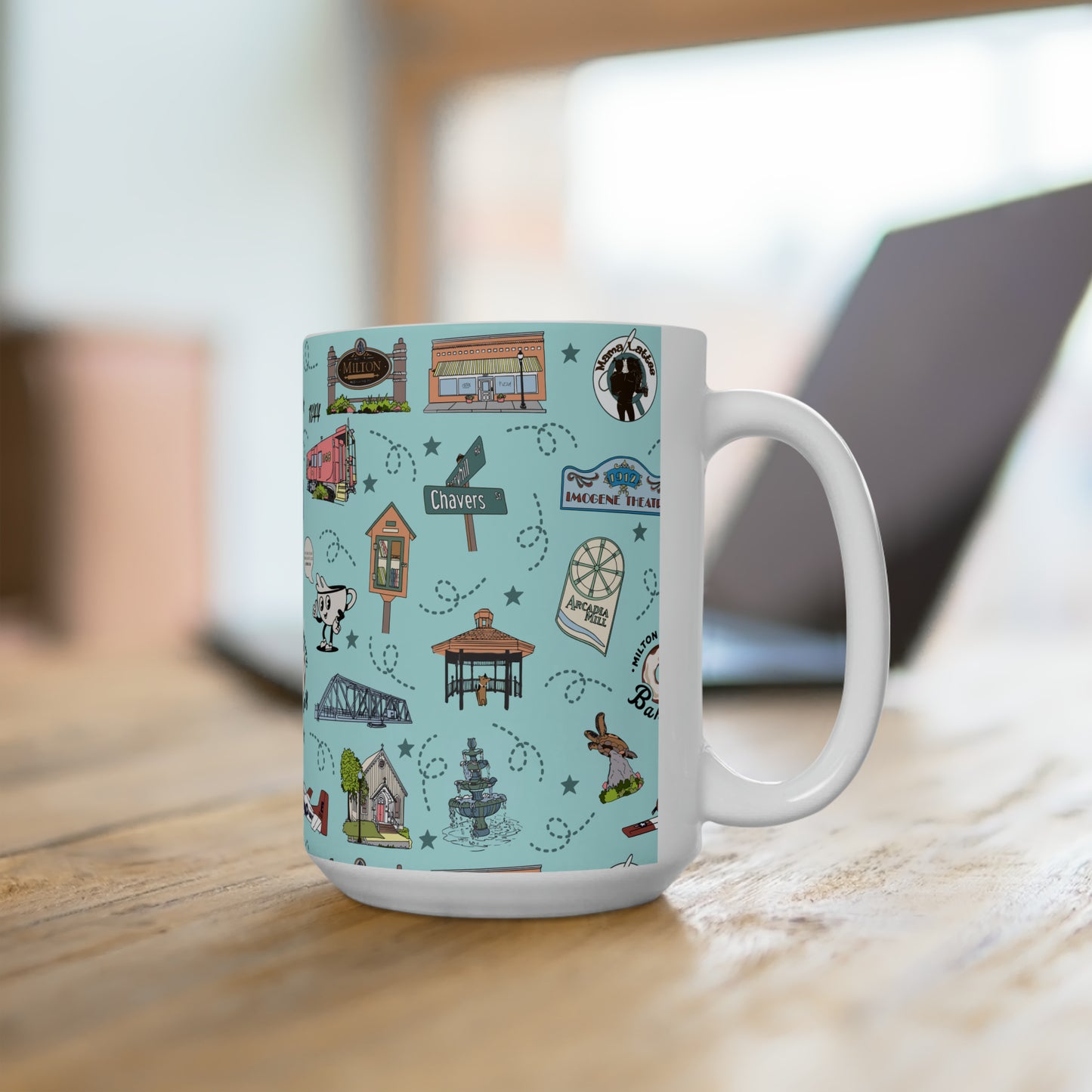 Ceramic Large Mug 15oz with Milton, FL in baby blue