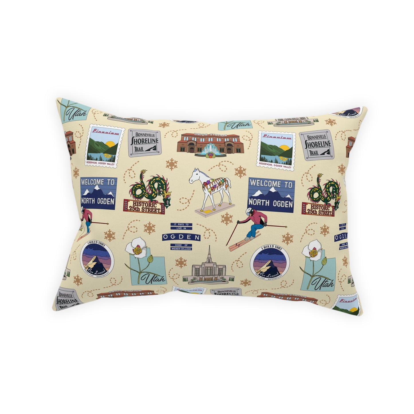 Broadcloth Pillow with Ogden, UT in cream