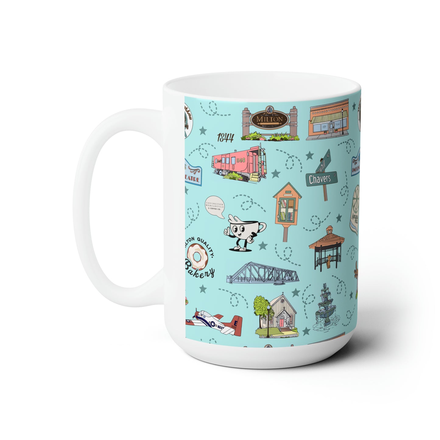 Ceramic Large Mug 15oz with Milton, FL in baby blue