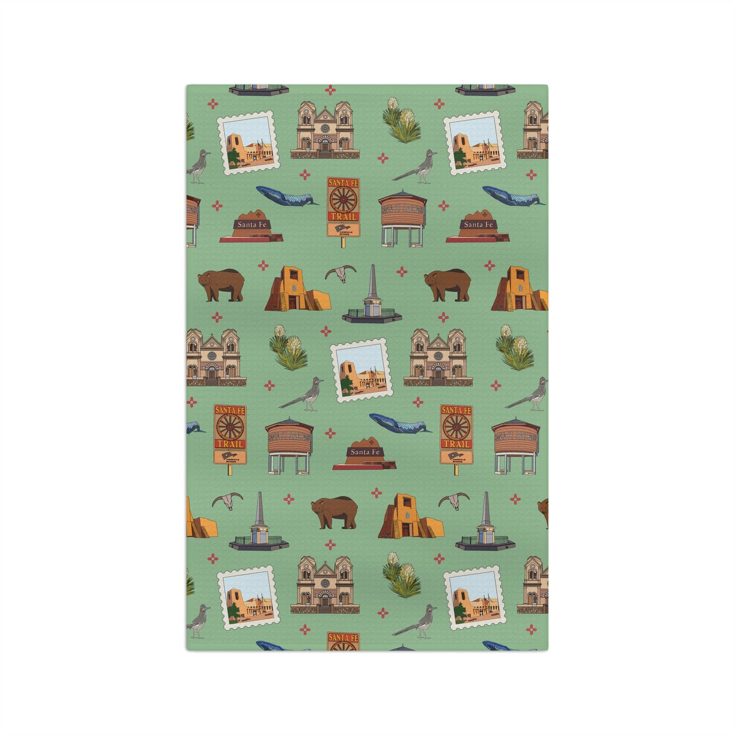 Kitchen Towel with Santa Fe, New Mexico NM in green tea