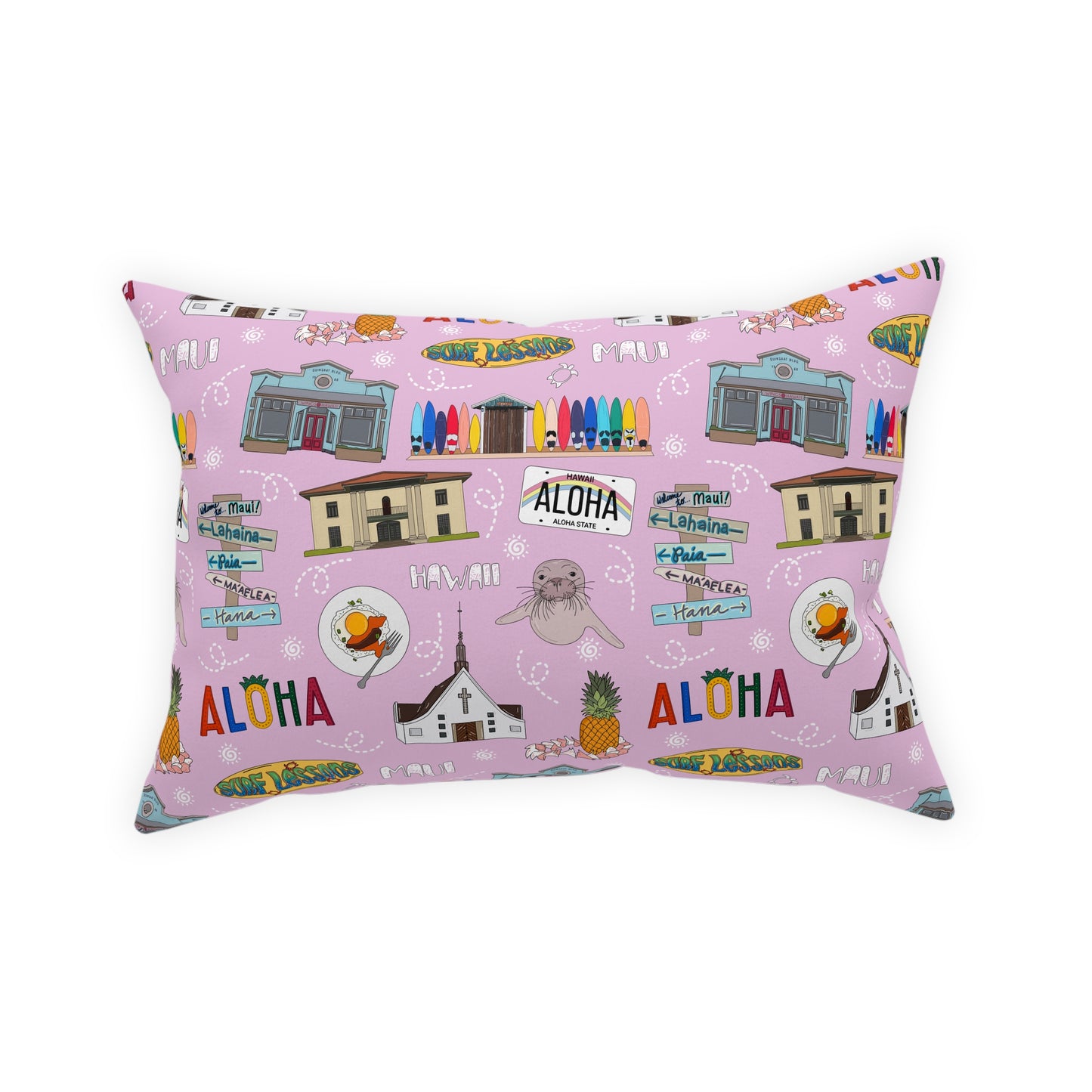 Broadcloth Pillow with Maui, HI in pink