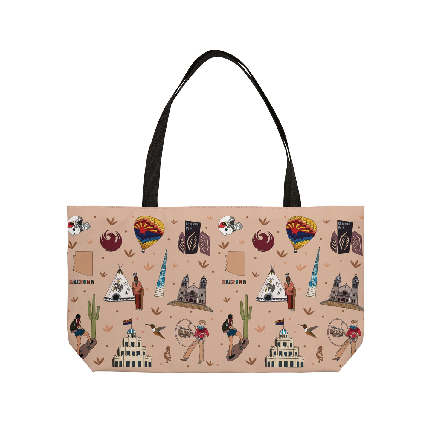 Tote Bag with Phoenix & Scottsdale, AZ in beige