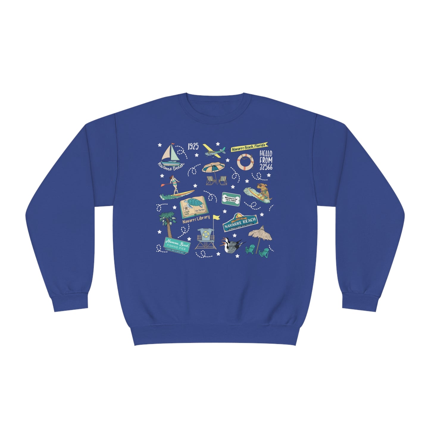 Unisex NuBlend® Crewneck Sweatshirt with Navarre Beach, FL in assorted colors