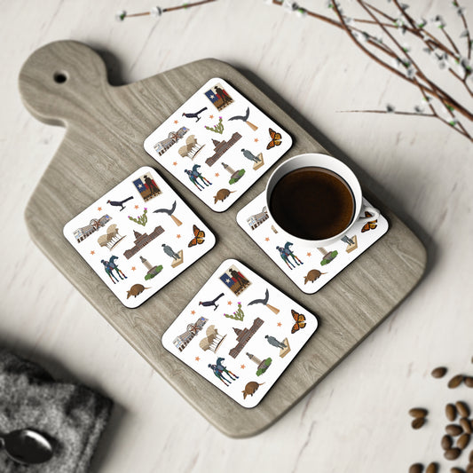 Set of 4 Ceramic Mug Coasters with Austin, Texas TX