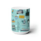 Ceramic Mug 15oz with New Jersey in light teal