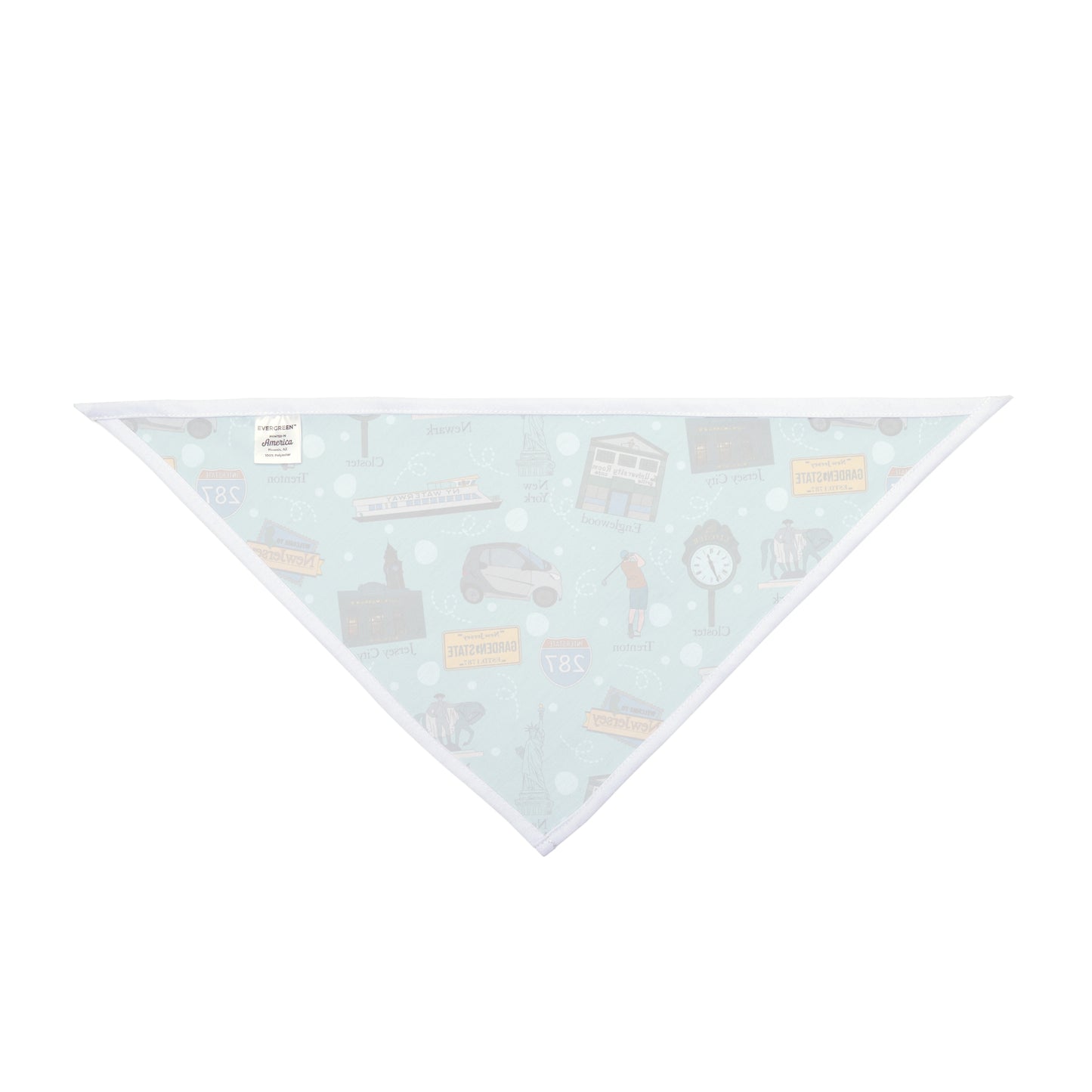 Pet Bandana with New Jersey in light teal